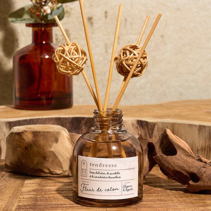 Home Deco Factory Difusor Aromático Cocooning 100 ml con Varillas - Aromas Ámbar, Sándalo o Algodón