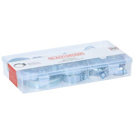 Black+Decker Surtido de Abrazaderas (20 Piezas) con 6 uds (12-22 x 10 mm), 8 uds (25-40 x 12,7 mm), 2 uds (50-70 x 12,7 mm), 4 uds (32-50 x 12,7 mm)