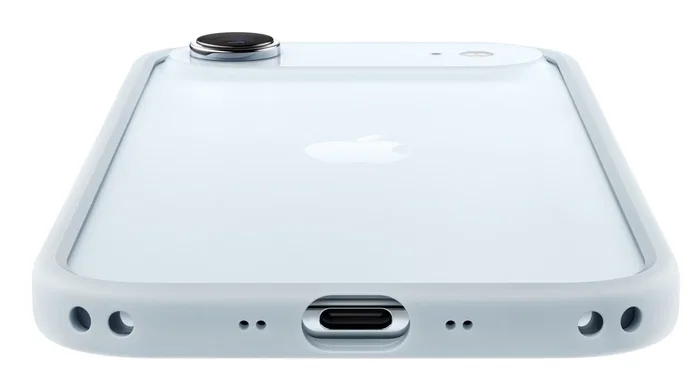 Apple MH024ZM/A - Funda Bumper Protectora para iPhone Air 6.5" - Policarbonato, Azul Claro, con Enganches para Correa Crossbody