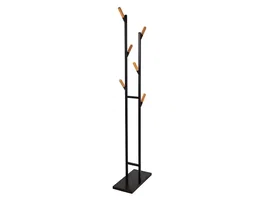 Maul Perchero de Pie Metalico y Madera 6 Colgadores Negro 1840x480x230 mm