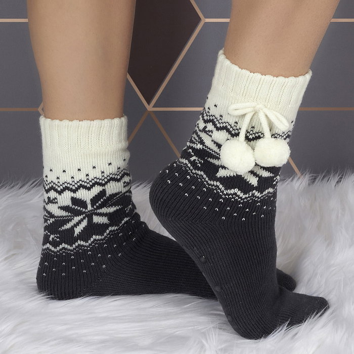 Sensly Par Calcetines con Pompones de Acrílico