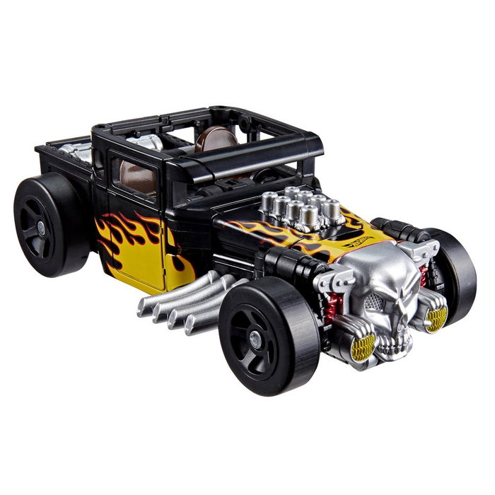 Hasbro Transformers Collaborative Hot Wheels x Transformers Figura de Acción Transformable Bone Shaker - Robot y Coche de 12.5 cm, Edad 8+