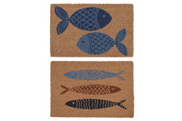 DKD Home Decor Felpudo Mediterraneo Natural Azul Fibra coco Goma 40 x 1.5 x 60 cm (6 Unidades)