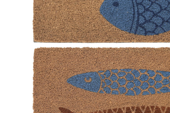 DKD Home Decor Felpudo Mediterraneo Natural Azul Fibra coco Goma 40 x 1.5 x 60 cm (6 Unidades)
