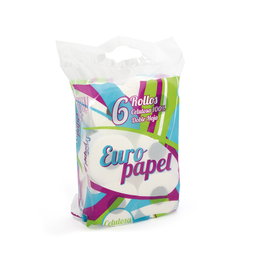 DUVER Papel Higiénico de Celulosa 100% de 2 Capas, Pack de 6 Rollos