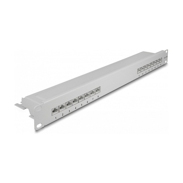 DeLOCK Panel de conexiones Patch Panel 19 pulgadas, 16 puertos Cat.6A, 1U, color gris, 482.6 x 44.5 x 100 mm DeLOCK Panel de conexiones Patch Panel 19 pulgadas, 16 puertos Cat.6A, 1U, color gris, 482.6 x 44.5 x 100 mm