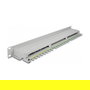 DeLOCK Panel de conexiones Patch Panel 19 pulgadas, 16 puertos Cat.6A, 1U, color gris, 482.6 x 44.5 x 100 mm