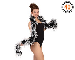 Boa de Plumas Blanco y Negro 40 gr para Disfraces, Carnaval y Actuaciones