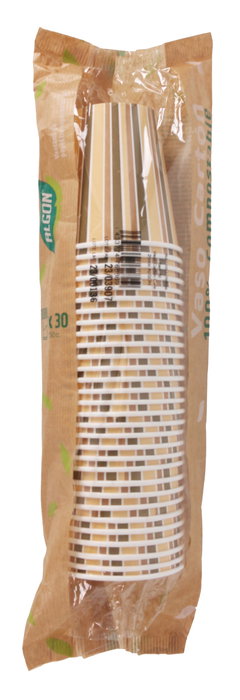 Algon Set 30 Vasos de Cartón para Café 250 cc (15 Unidades)