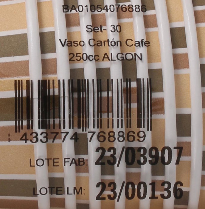 Algon Set 30 Vasos de Cartón para Café 250 cc (15 Unidades)