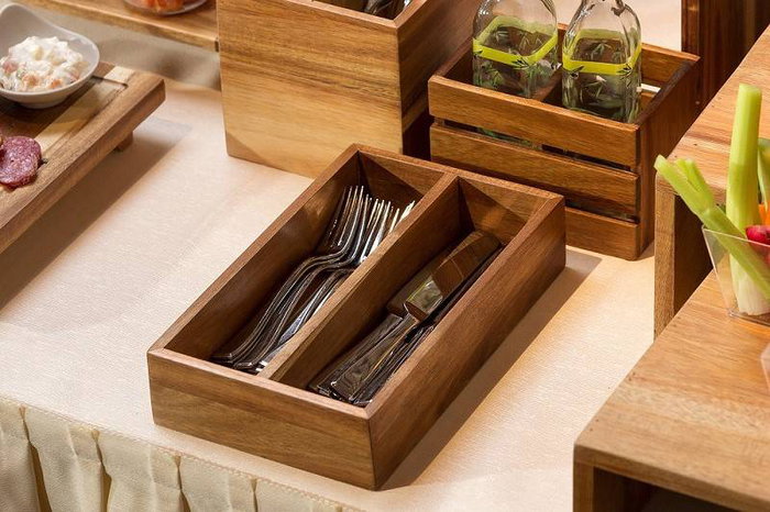 Leone Portacubiertos / Bolsas Té Medidas 16,5x27,5x6 cm Madera de Acacia