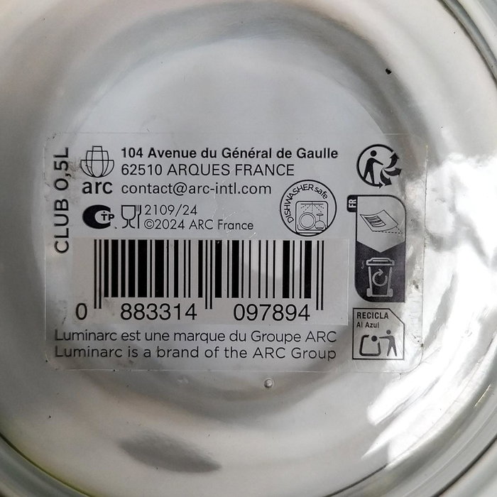 Luminarc Tarro de Vidrio Club 0,5 L Transparente