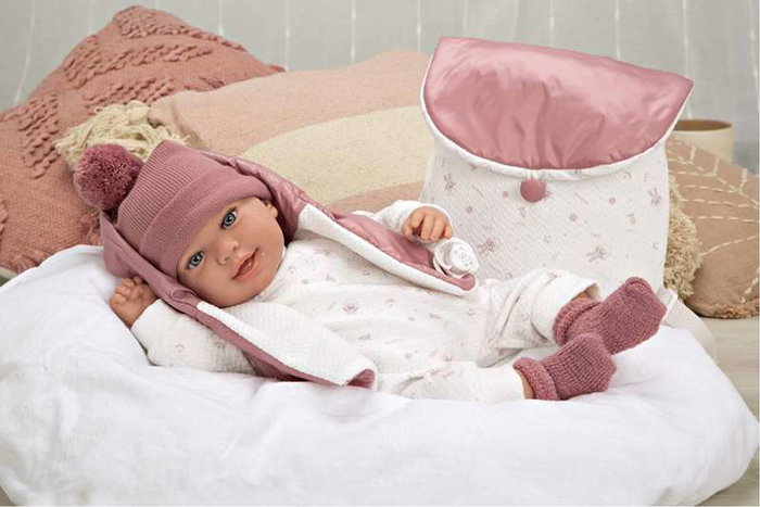 Muñecas Arias Muñeca Elegance 45 cm Adi Rosa con Mochila - Muñeco de Peso para Niñas 3 Años en Español