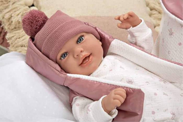 Muñecas Arias Muñeca Elegance 45 cm Adi Rosa con Mochila - Muñeco de Peso para Niñas 3 Años en Español