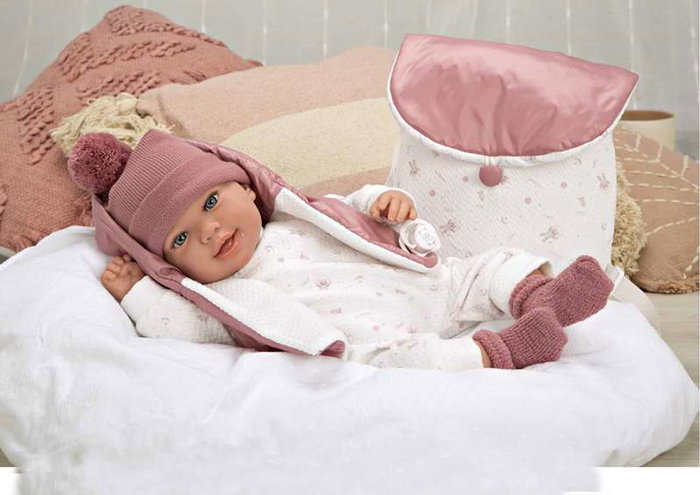 Muñecas Arias Muñeca Elegance 45 cm Adi Rosa con Mochila - Muñeco de Peso para Niñas 3 Años en Español