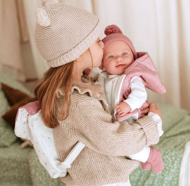 Muñecas Arias Muñeca Elegance 45 cm Adi Rosa con Mochila - Muñeco de Peso para Niñas 3 Años en Español