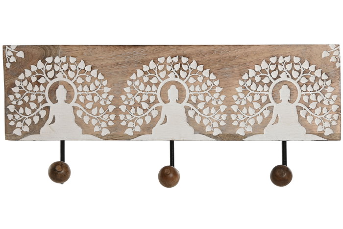 DKD Home Decor Perchero de Pared Oriental Buda Hoja Blanco Natural 5 x 16 x 38 cm DKD Home Decor Perchero de Pared Oriental Buda Hoja Blanco Natural 5 x 16 x 38 cm