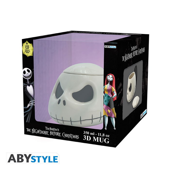 Abystyle Taza 3D The Nightmare Before Christmas - Jack Skellington, Efecto Brilla en la Oscuridad, Cerámica, 300 ml, para Fans y Colección