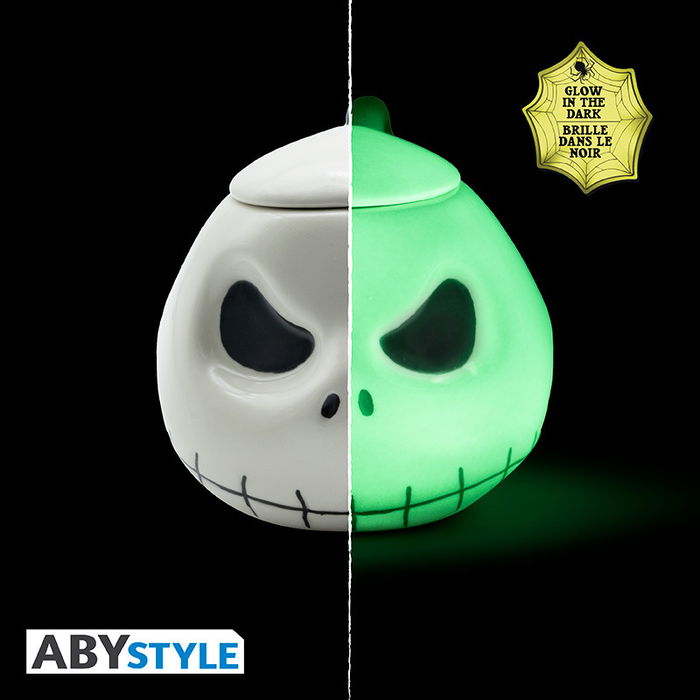Abystyle Taza 3D The Nightmare Before Christmas - Jack Skellington, Efecto Brilla en la Oscuridad, Cerámica, 300 ml, para Fans y Colección