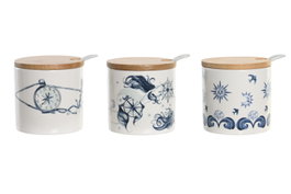 DKD Home Decor Azucareros Stella Maris Surtido de 3 piezas en Azul y Blanco