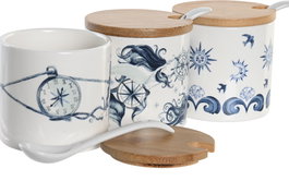 DKD Home Decor Azucarero Atlantico Stella Maris Azul Blanco 7.5 x 7.5 x 7.5 cm (6 Unidades)