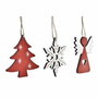 DKD Home Decor Set de 3 Decoraciones Colgantes de Navidad Tradicional MDF Rojo Blanco Natural 7.7x21x1.5 cm Surtido Aleatorio