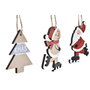 DKD Home Decor Set de 3 Decoraciones Colgantes de Navidad Tradicional MDF Rojo Blanco Natural 7.7x21x1.5 cm Surtido Aleatorio