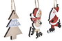 DKD Home Decor Set de 3 Decoraciones Colgantes de Navidad Tradicional MDF Rojo Blanco Natural 7.7x21x1.5 cm Surtido Aleatorio