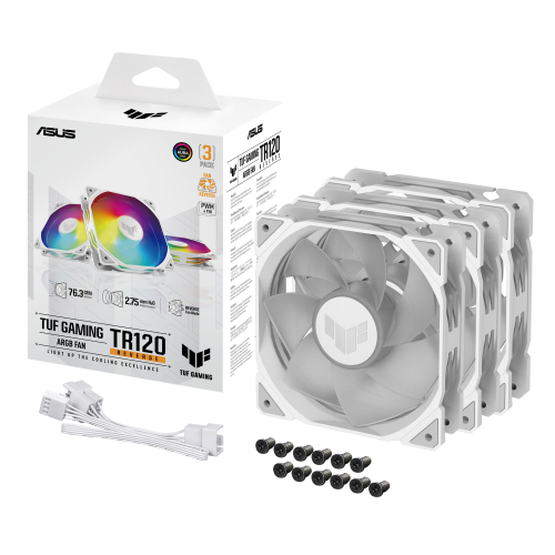Asus TUF GAMING TR120 ARGB REVERSE 3IN1 White Refrigerador de Aire para Carcasa de Ordenador 12 cm Blanco con Iluminación LED
