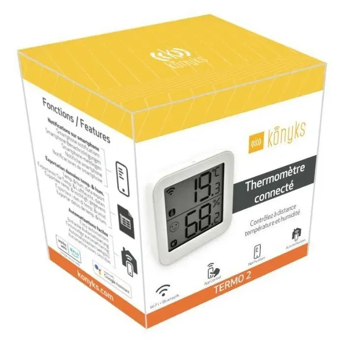 Konyks KON3770024338720 Termómetro e higrómetro Wi-Fi con pantalla grande para interior - Blanco