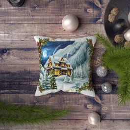 Aberto Design NYXMAS079 Funda de Cojín 43x43cm, 50% Poliéster / 50% Algodón, Impresión Digital, Lavable a Máquina