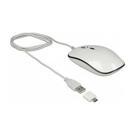 DeLOCK 12532 Ratón Óptico Ambidiestro 3200 DPI Blanco