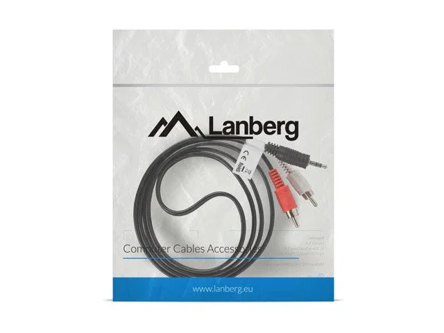 Lanberg CA-MJRC-10CC-0015-BK Cable Audio Estéreo 3.5mm Macho a 2 RCA Macho 1.5 Metros Negro