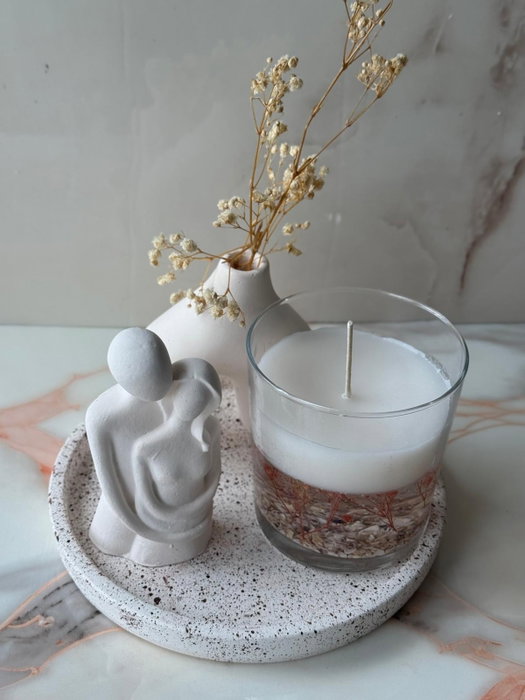 Aberto Design Velas de Concreto 31ST Conjunto de 4 Velas de Soya Blancas para Decoración Elegante y Ambiente Sereno