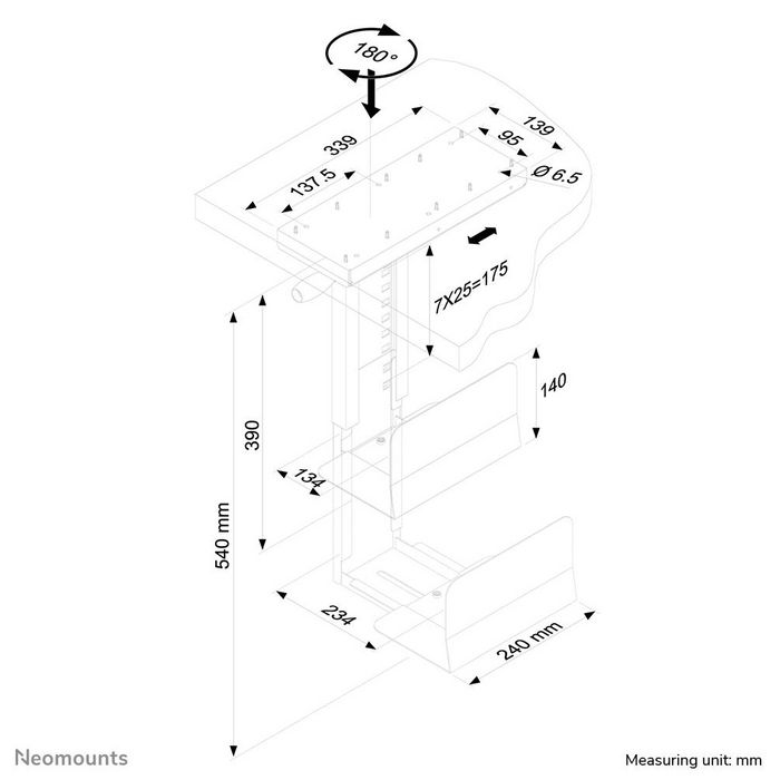 Neomounts CPU-D250BLACK Soporte de CPU Giratorio Negro