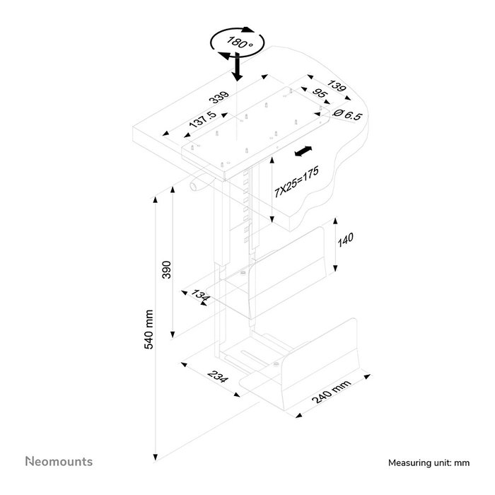 Neomounts CPU-D250BLACK Soporte de CPU Giratorio Negro