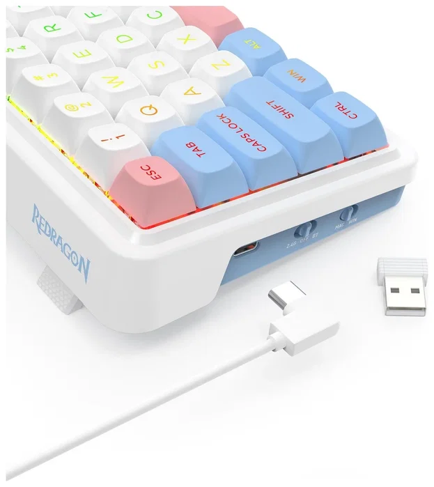 Redragon K709WBP-RGB-PRO Teclado Mecánico Inalámbrico RGB Blanco Layout Polaco 68 Teclas