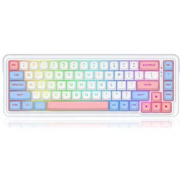Redragon K709WBP-RGB-PRO Teclado Mecánico Inalámbrico RGB Blanco Layout Polaco 68 Teclas