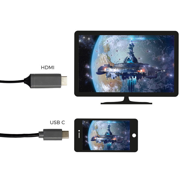 Be Mix Cable HDTV USB Tipo C 2M para Conectar Smartphones y Tablets a TV