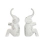 DKD Home Decor Set de 2 Sujetalibros de Resina Elefante Blanco y Gris