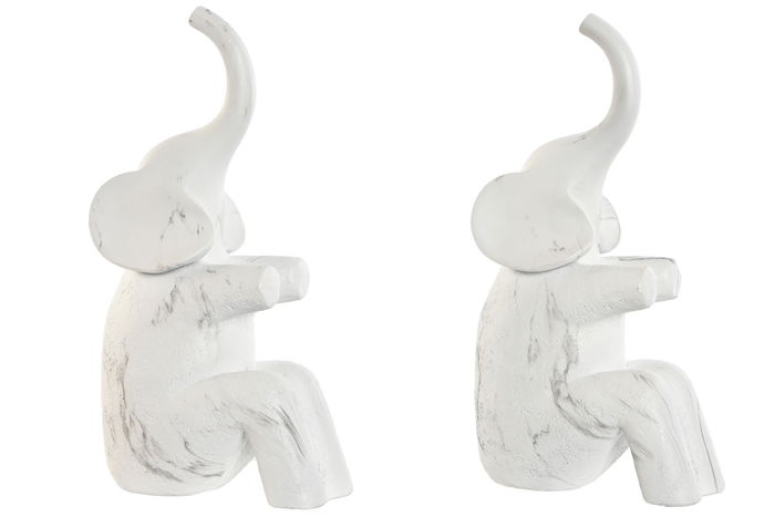 DKD Home Decor Sujetalibros Colonial Blanco Gris Resina Set de 2 Piezas 9 x 29.5 x 14.5 cm