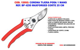 CORONA Tijera de Poda BP 4250 MaxForged Corte 25 cm
