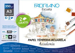 SADIPAL Minipack Fabriano Scuola de acuarela A3 350g con 6+2 láminas