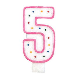 Party Time Vela Aniversario Numeral 5 con Pincho para Tarta - Colores Surtidos, 14 cm