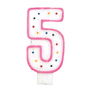 Party Time Vela Aniversario Numeral 5 con Pincho para Tarta - Colores Surtidos, 14 cm