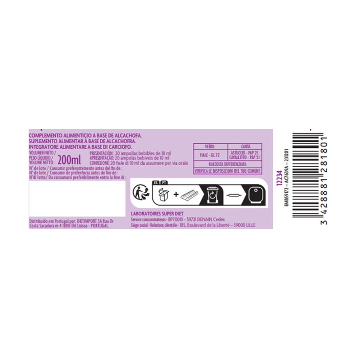 Superdiet Alcachofit Bio 20 Viales de 10ml