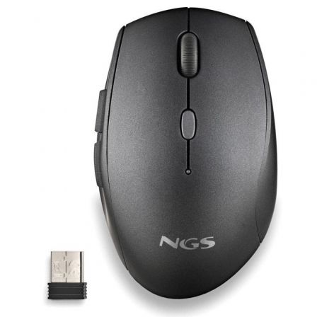 NGS Ratón Inalámbrico Bee Black, BEEBLACK, Ergonómico con Botones Silenciosos, Hasta 1600 DPI