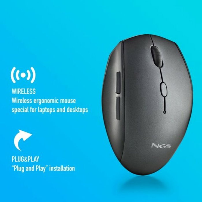 NGS Ratón Inalámbrico Bee Black 1600 DPI