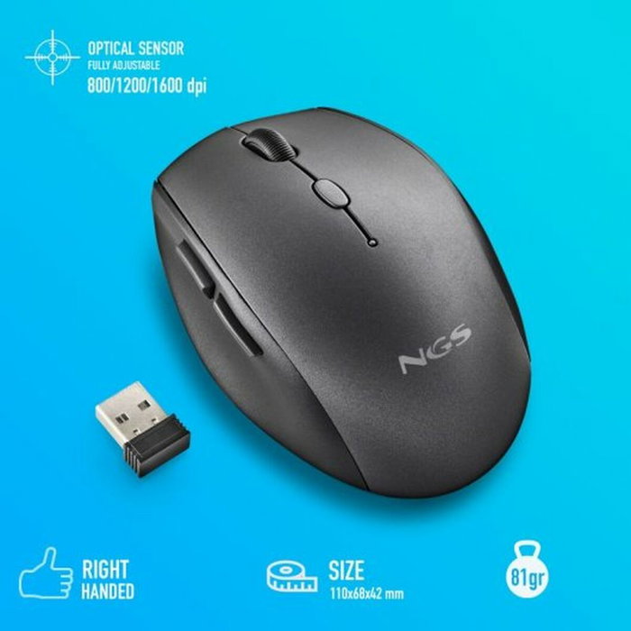 NGS Ratón Inalámbrico Bee Black 1600 DPI