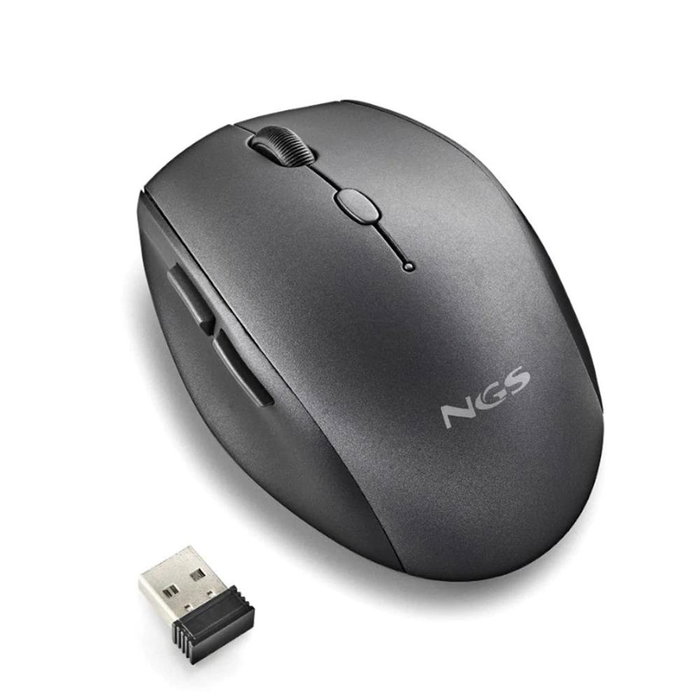NGS Bee Black Ratón Inalámbrico Ergonómico Negro